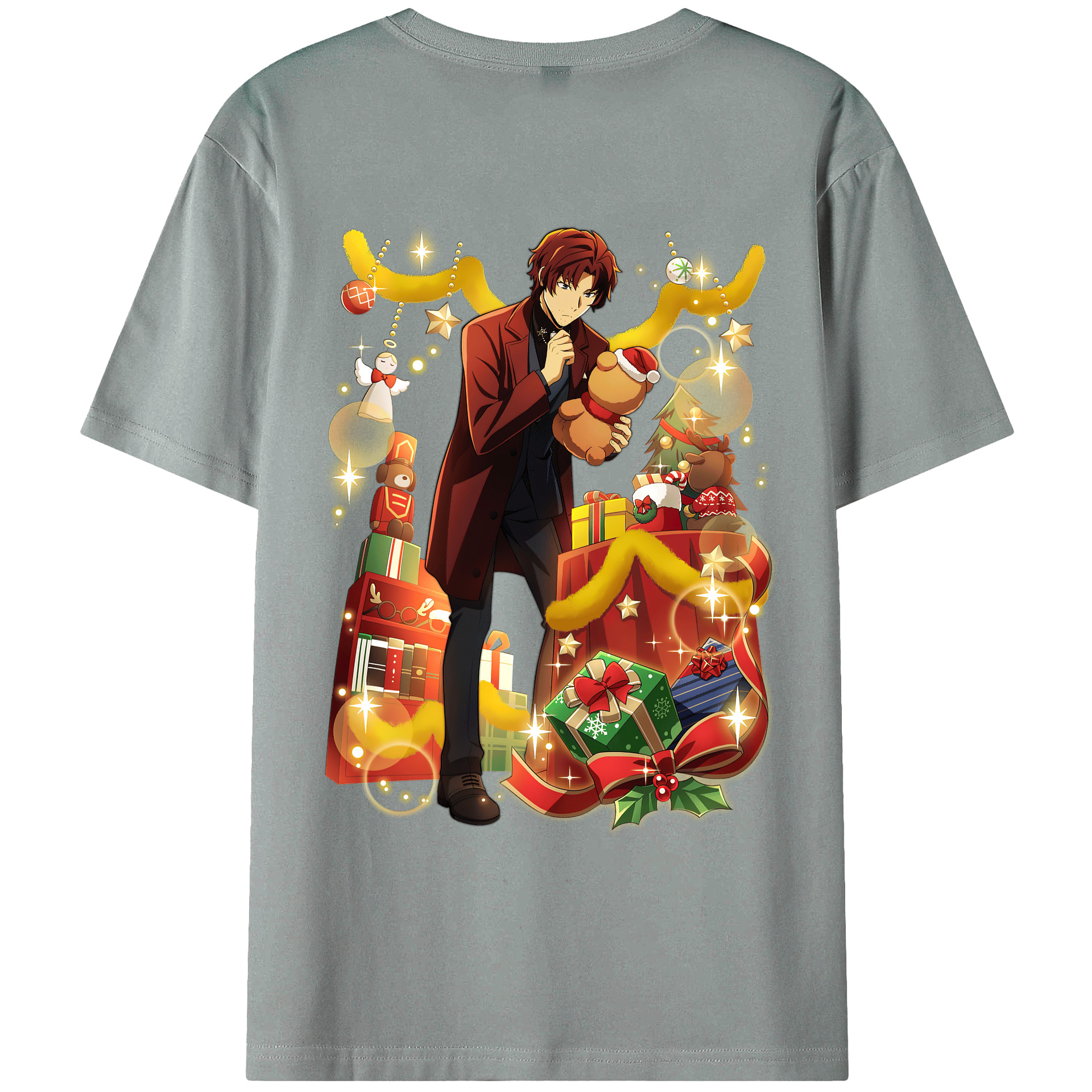 （画像用） 文豪ストレイドッグス Bungo Stray Dogs 綿100％ メンズ半袖Tシャツ（バックプリント） 通気性